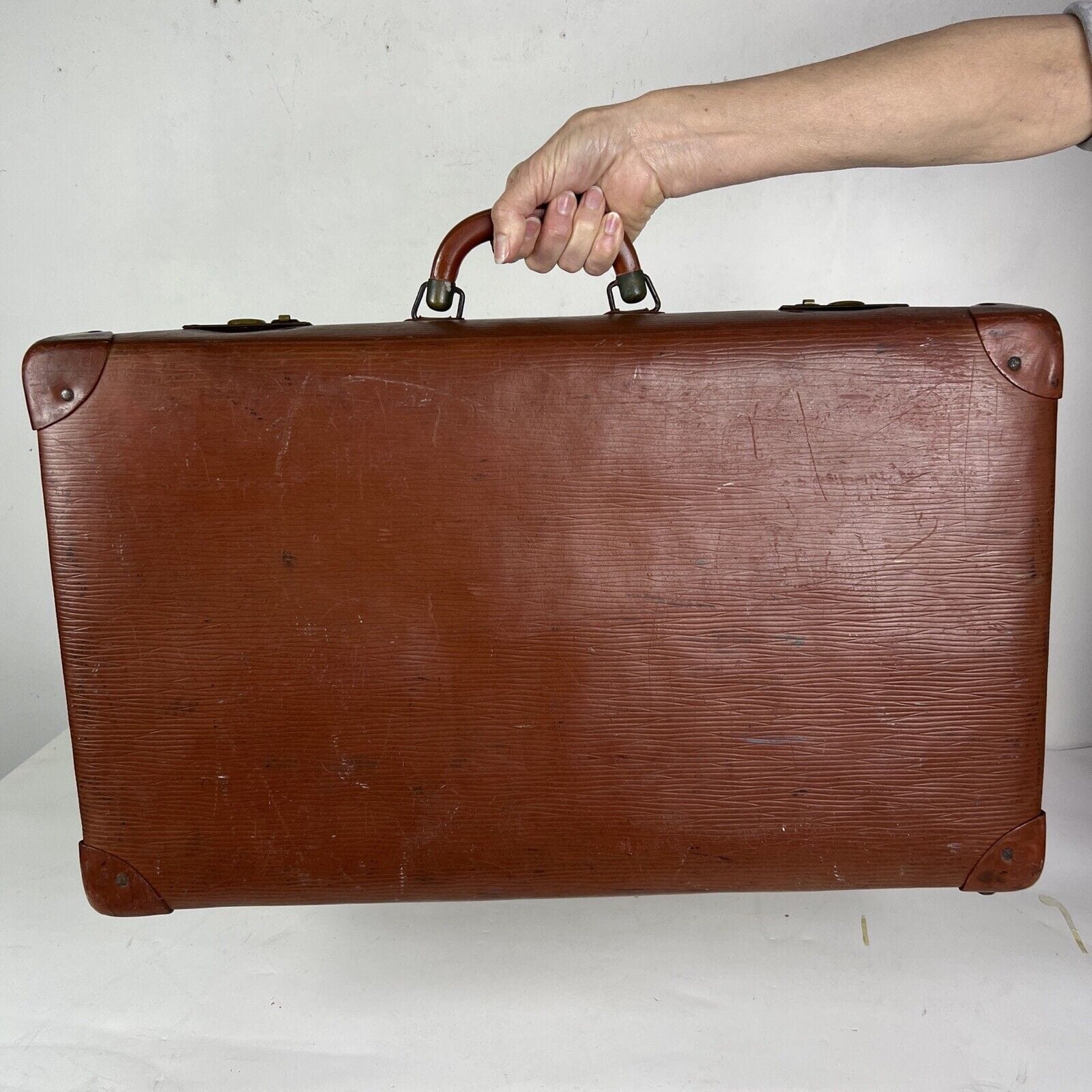 Valigia Vintage anni 40 50 In cartone marrone Borsa Antica bagaglio da viaggio Categoria  Vintage