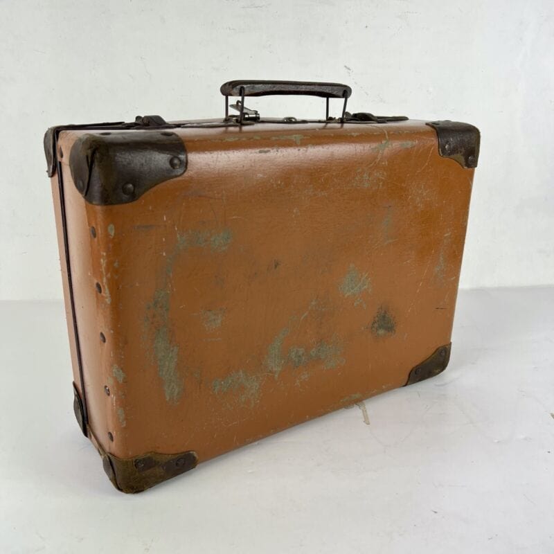 Valigia vintage anni 40 in cartone marrone Borsa Antica bagaglio da viaggio Categoria Vintage