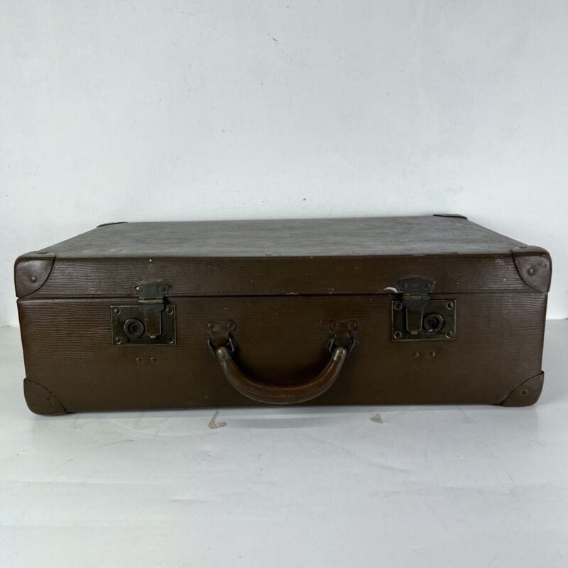 Valigia vintage anni 40 in cartone marrone Borsa Antica bagaglio da viaggio Categoria Vintage