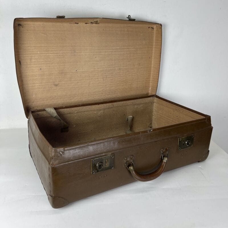 Valigia vintage anni 40 in cartone marrone Borsa Antica bagaglio da viaggio Categoria Vintage