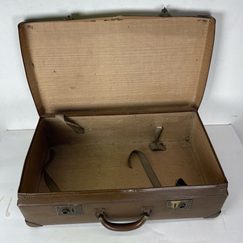 Valigia vintage anni 40 in cartone marrone Borsa Antica bagaglio da viaggio Categoria Vintage