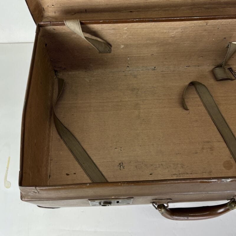 Valigia vintage anni 40 in cartone marrone Borsa Antica bagaglio da viaggio Categoria Vintage