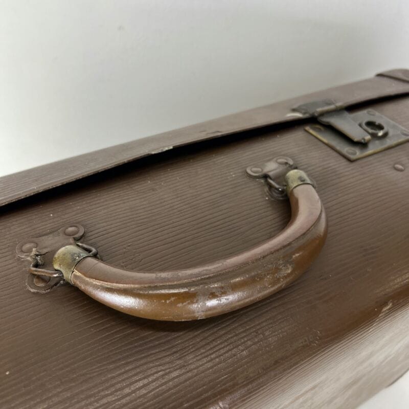 Valigia vintage anni 40 in cartone marrone Borsa Antica bagaglio da viaggio Categoria Vintage