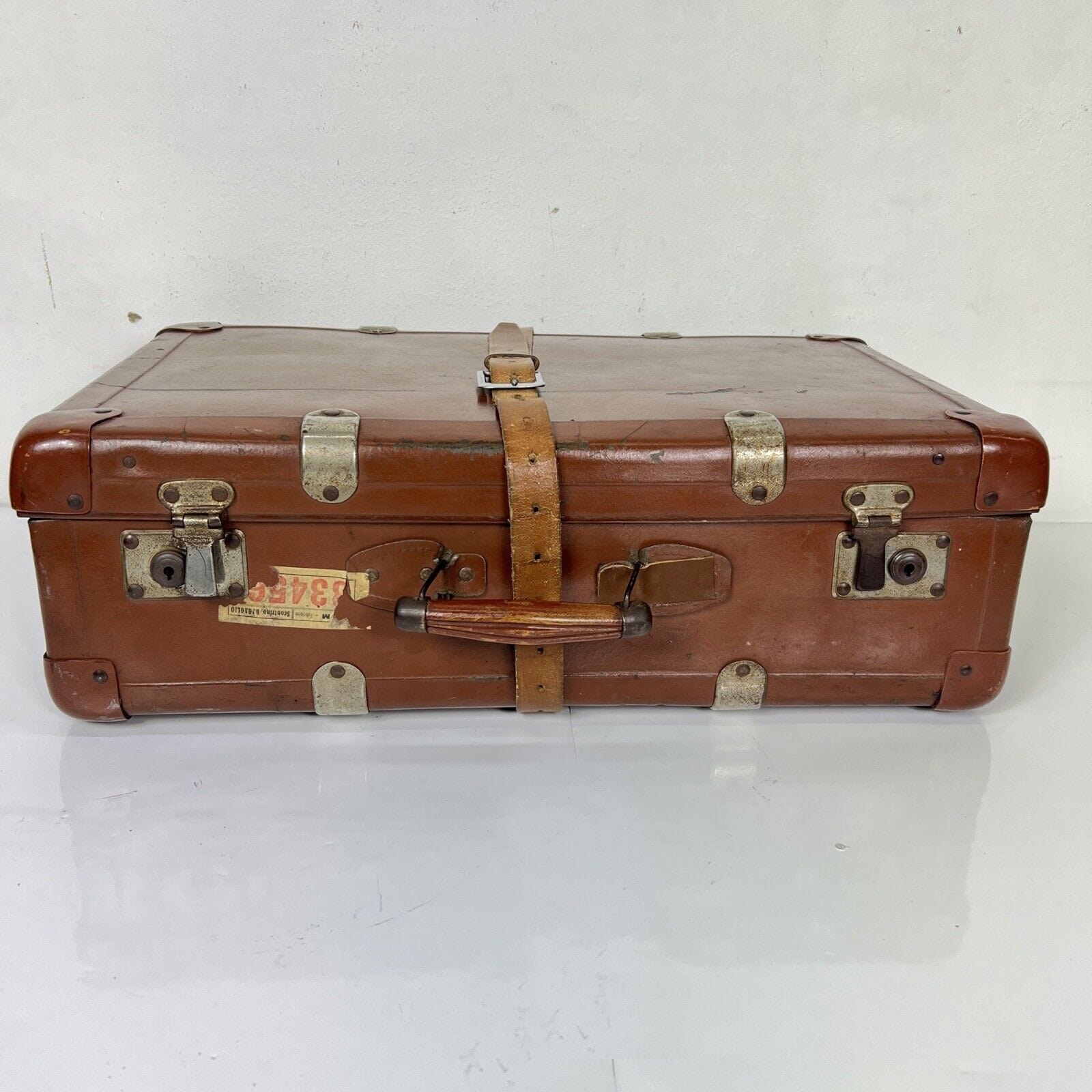 Valigia vintage anni 40 in cartone marrone Borsa Antica bagaglio da viaggio Categoria  Vintage