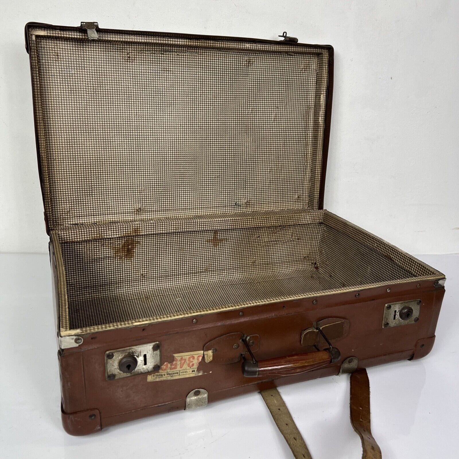Valigia vintage anni 40 in cartone marrone Borsa Antica bagaglio da viaggio Categoria  Vintage