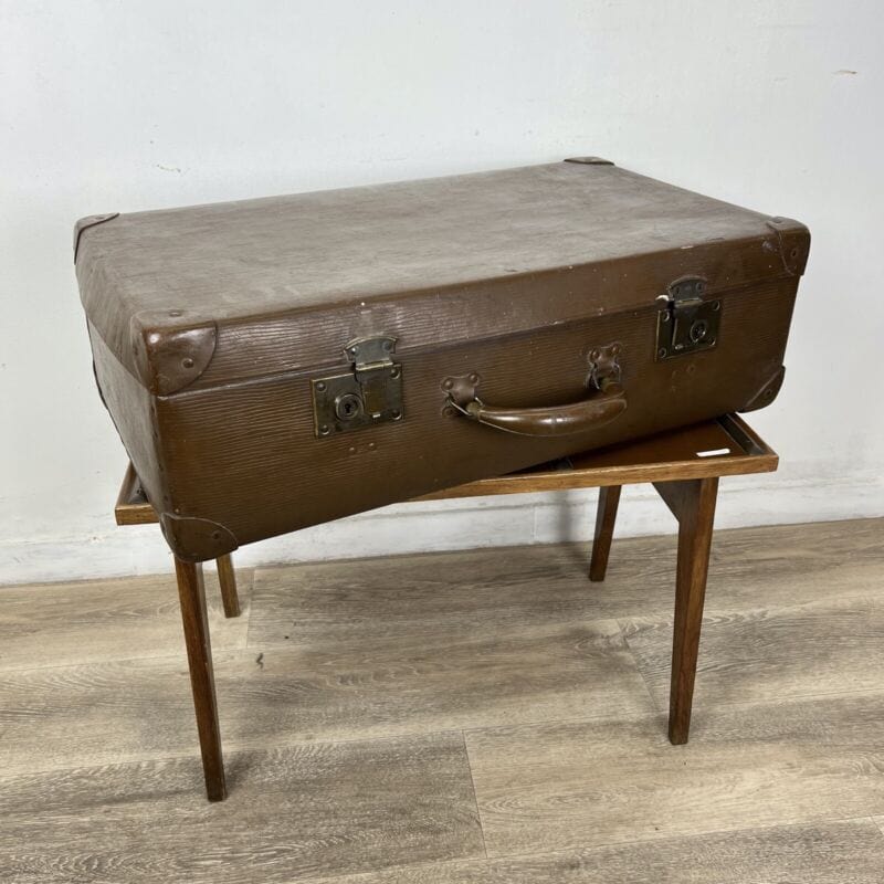 Valigia vintage anni 40 in cartone marrone Borsa Antica bagaglio da viaggio Categoria Vintage