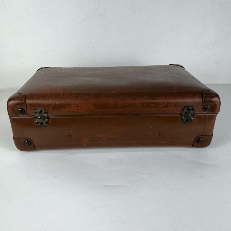 Valigia vintage anni 40 in pelle marrone Borsa Antica bagaglio da viaggio rigida Categoria Vintage
