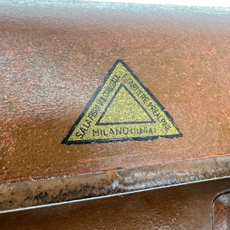 Valigia vintage anni 40 in pelle marrone Borsa Antica bagaglio da viaggio rigida Categoria Vintage