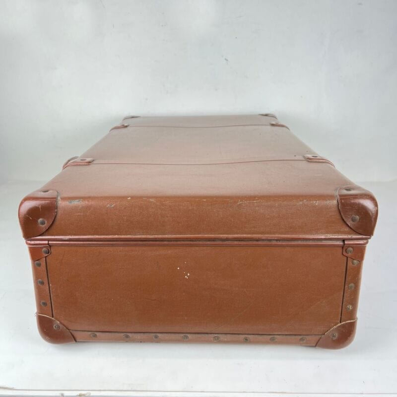 Valigia vintage anni 40 in pelle marrone Borsa Antica bagaglio da viaggio rigida Categoria Vintage