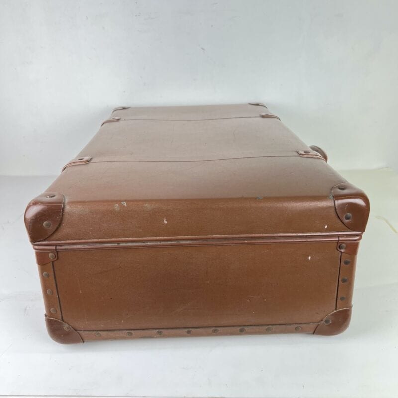 Valigia vintage anni 40 in pelle marrone Borsa Antica bagaglio da viaggio rigida Categoria Vintage