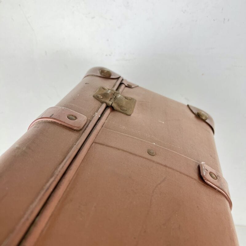 Valigia vintage anni 40 in pelle marrone Borsa Antica bagaglio da viaggio rigida Categoria Vintage
