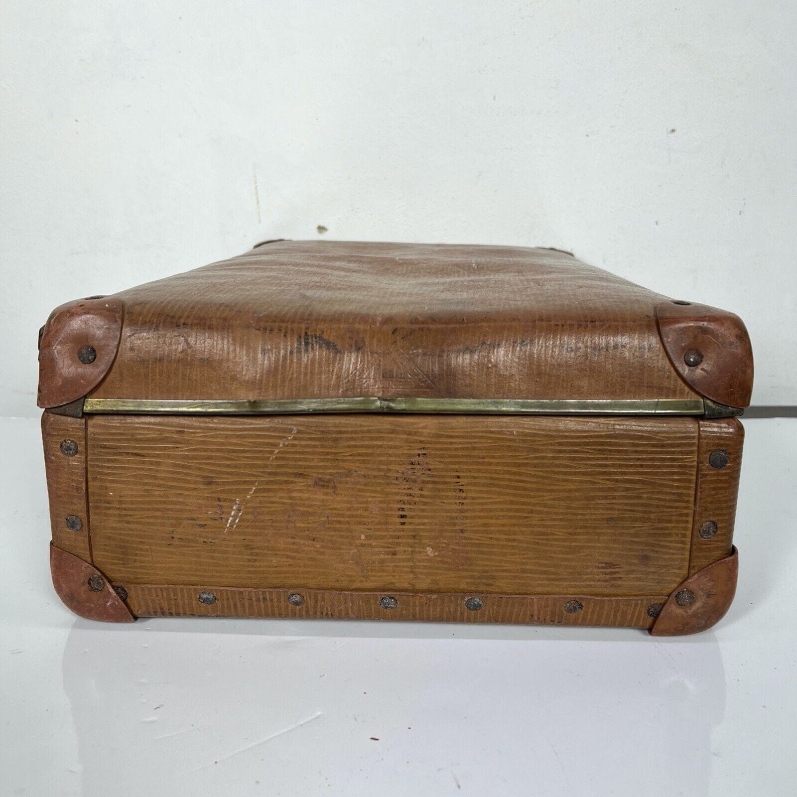 Valigia vintage anni 40 in pelle marrone Borsa Antica bagaglio da viaggio rigida Categoria  Vintage