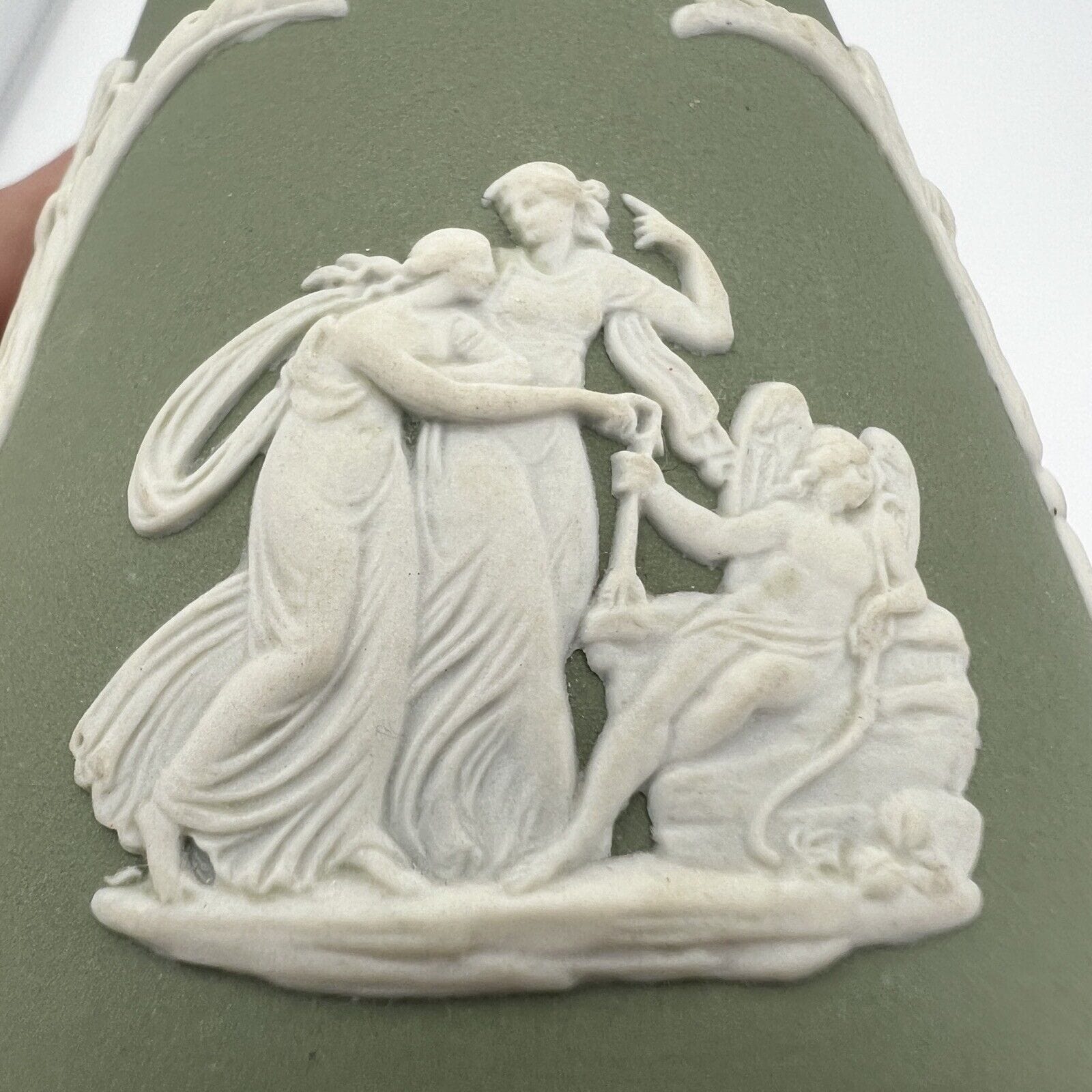 Vasetto in porcellana Wedgwood Verde Salvia Vaso Vintage inglese 900 neoclassico Categoria  Vasi e Portafiori