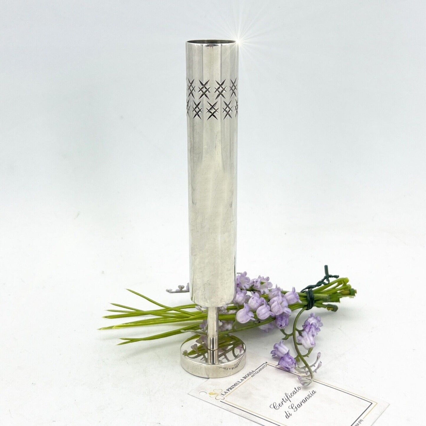 Vasetto Monofiore Porta fiori in Argento silver plated Stile antico anni '70 Categoria Sheffield & Argento