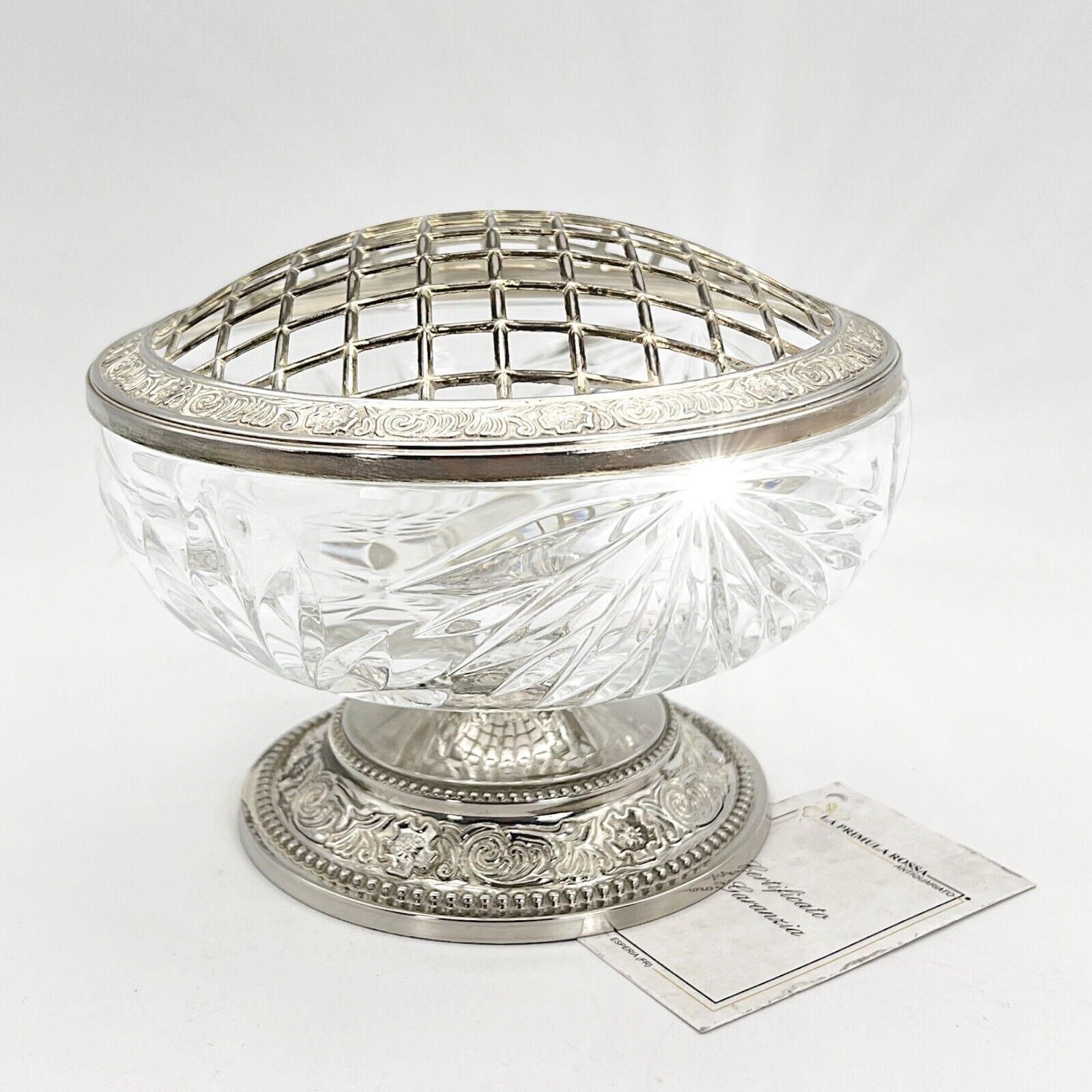Vasetto portafiori antico in cristallo vetro silver plated ciotola porta fiori Categoria  Vetri e Cristalli