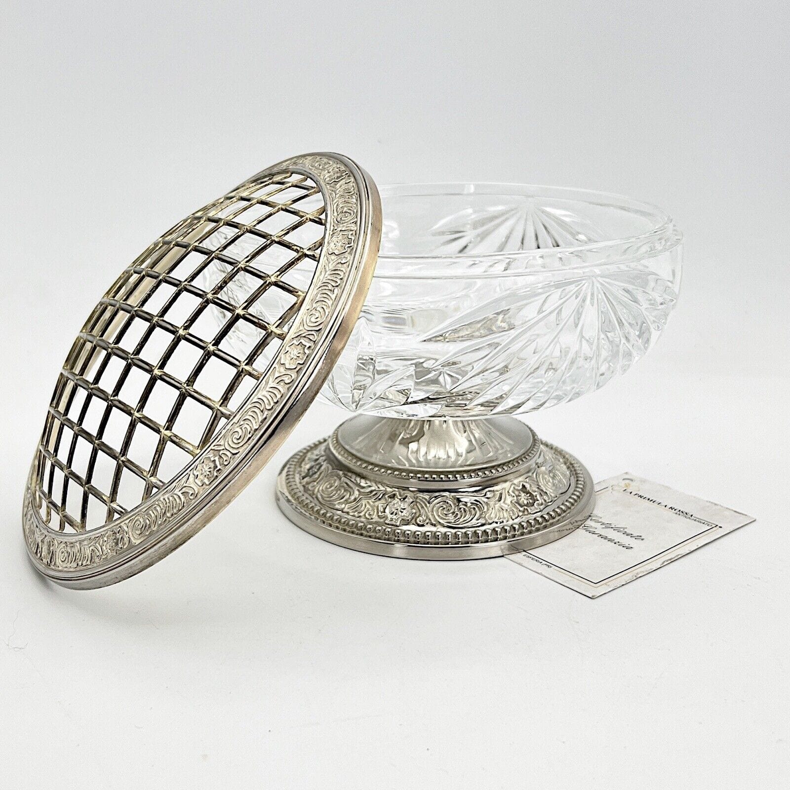 Vasetto portafiori antico in cristallo vetro silver plated ciotola porta fiori Categoria  Vetri e Cristalli