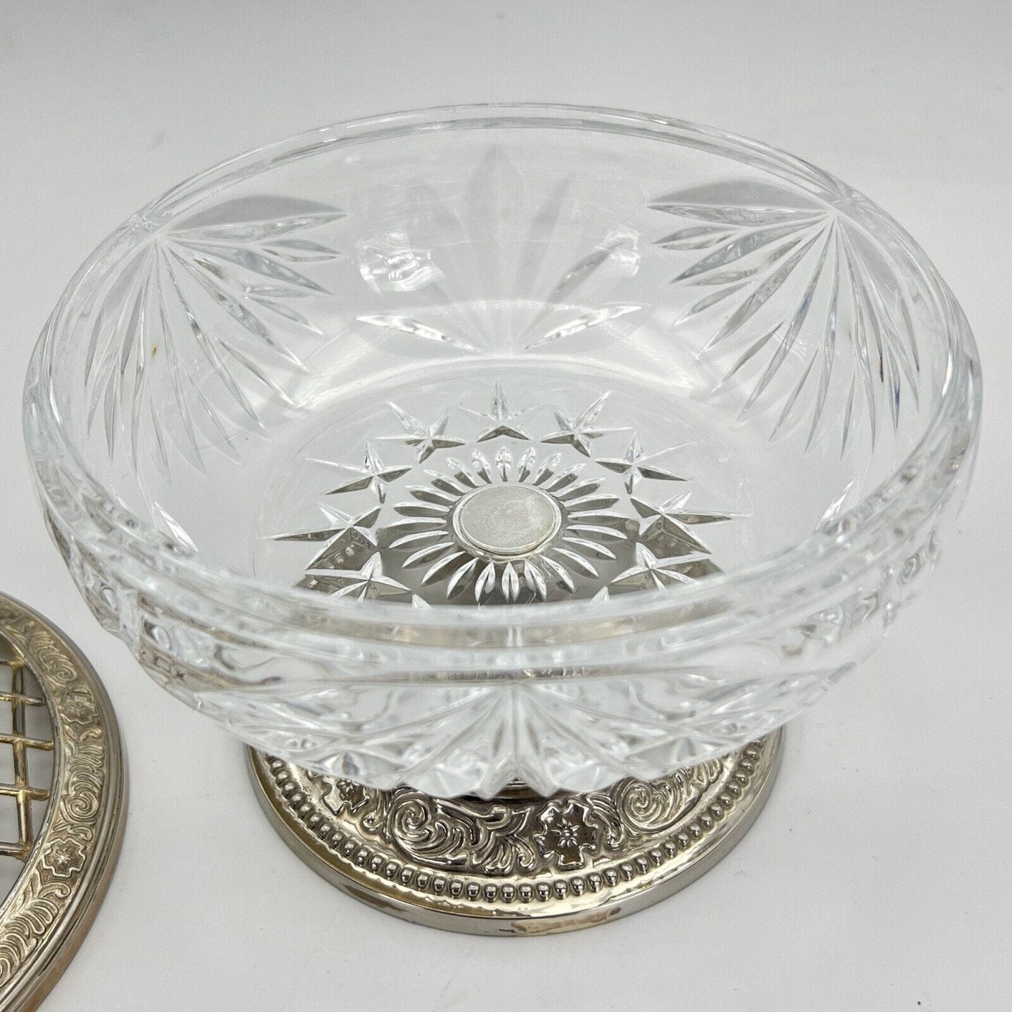 Vasetto portafiori antico in cristallo vetro silver plated ciotola porta fiori Categoria Vetri e Cristalli