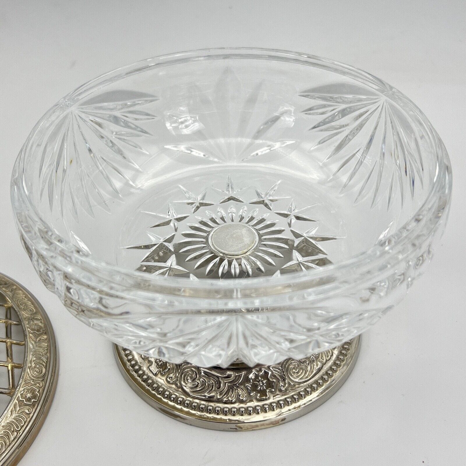 Vasetto portafiori antico in cristallo vetro silver plated ciotola porta fiori Categoria  Vetri e Cristalli