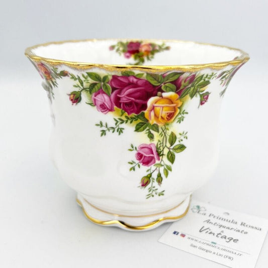 Vaso Cachepot antico in porcellana Royal Albert Ciotola Porta fiori Vintage Rose Categoria  Ceramiche e Porcellane