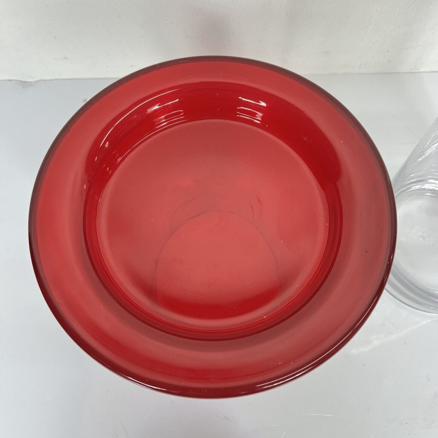 Vaso in vetro di design portafiori modernariato rosso portacandela trasparente Categoria Vetri e Cristalli