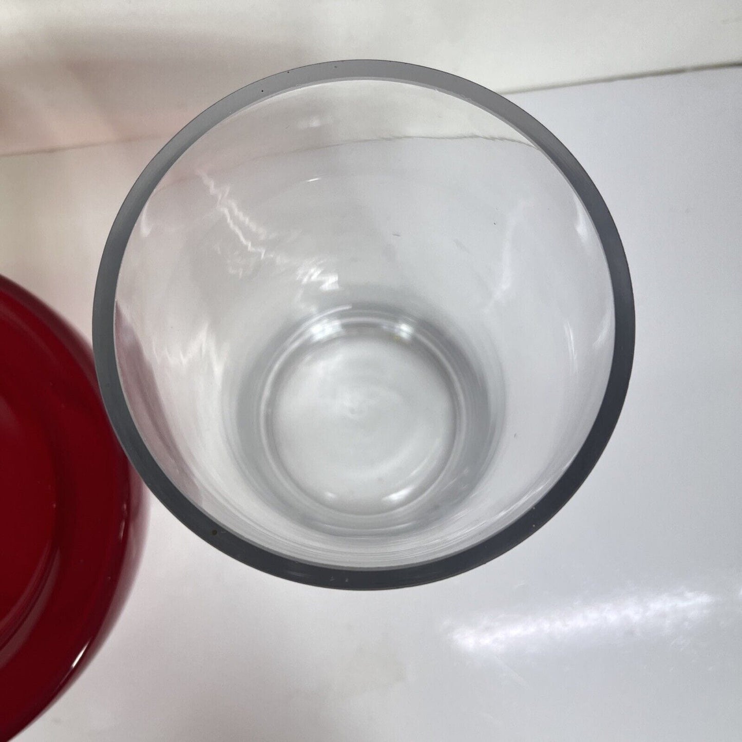 Vaso in vetro di design portafiori modernariato rosso portacandela trasparente Categoria Vetri e Cristalli