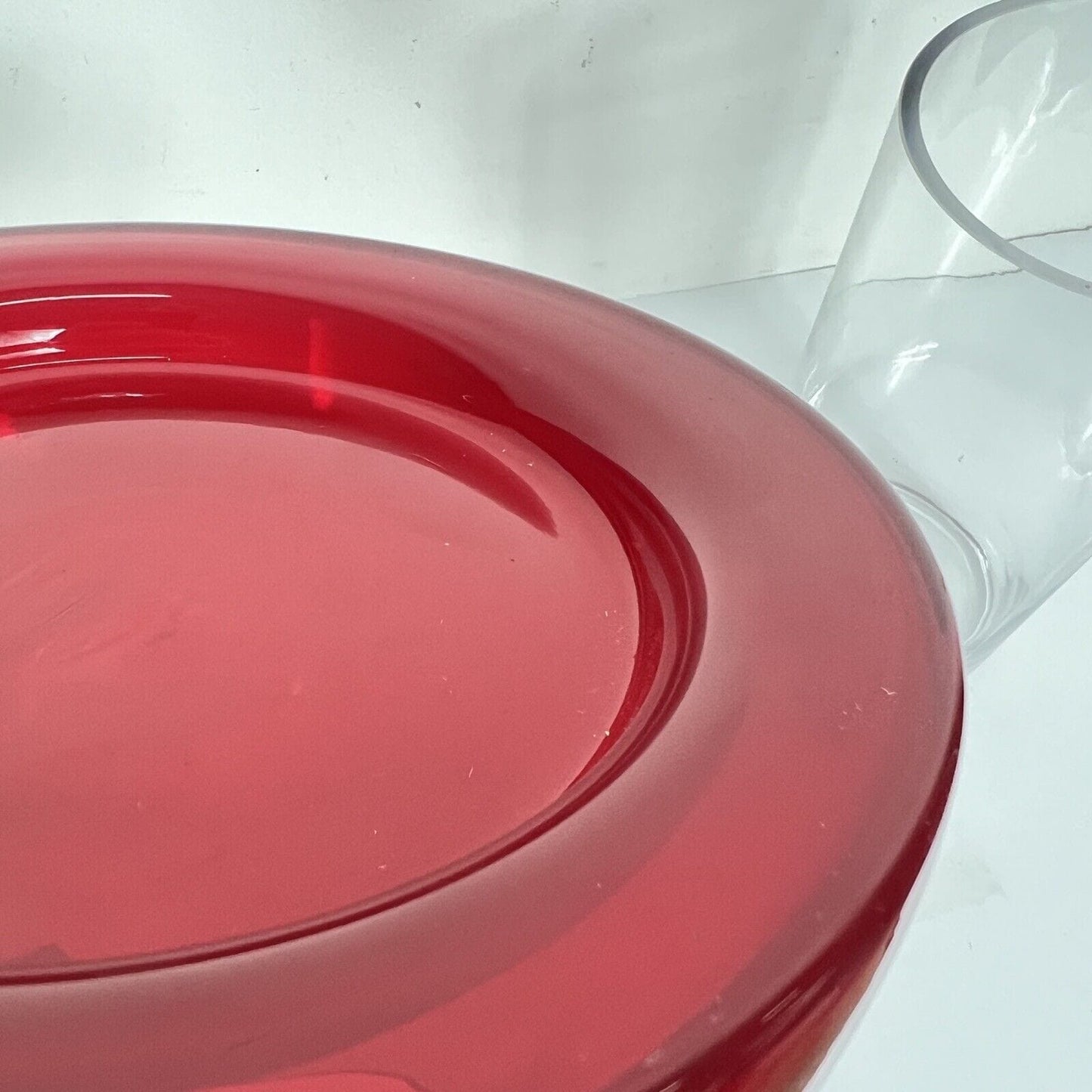 Vaso in vetro di design portafiori modernariato rosso portacandela trasparente Categoria Vetri e Cristalli