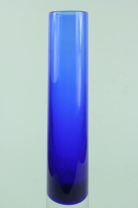 Vaso porta fiori in vetro blu cobalto e argento 800 vasetto stretto Murano '70 Categoria Vetri e Cristalli