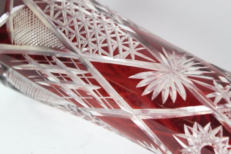 Vaso porta fiori in vetro cristallo rosso rubino liberty vasetto boemia italia Categoria Vetri e Cristalli
