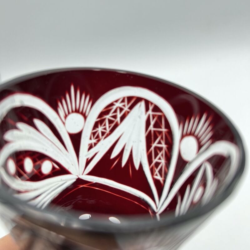 Vaso porta fiori in vetro critallo rosso rubino liberty vasetto boemia italia Y Categoria Vetri e Cristalli