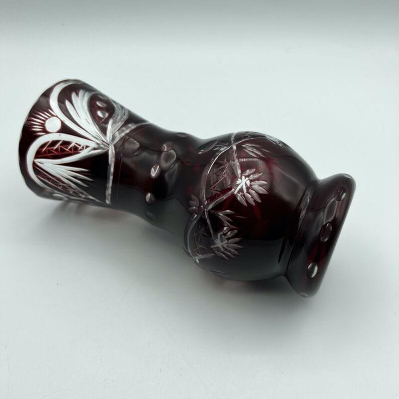 Vaso porta fiori in vetro critallo rosso rubino liberty vasetto boemia italia Y Categoria  Vetri e Cristalli