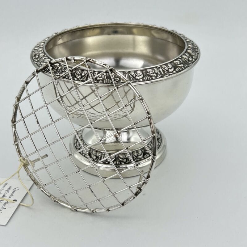 Vaso portafiori antico in argento sheffield silver plated ciotola fiori anni 40 Categoria Sheffield & Argento