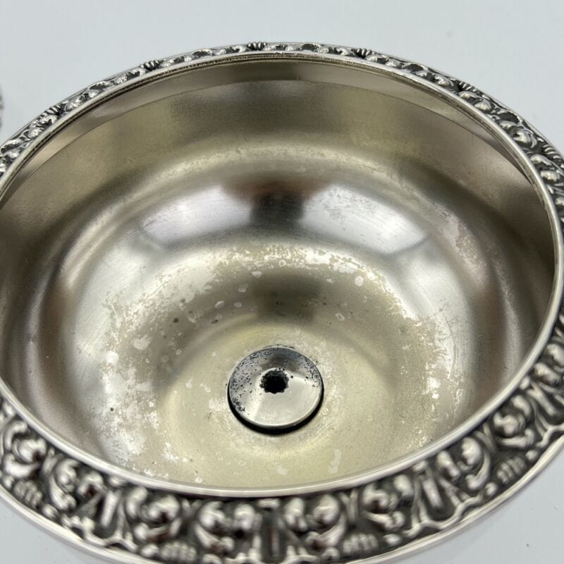 Vaso portafiori antico in argento sheffield silver plated ciotola fiori anni 40 Categoria Sheffield & Argento