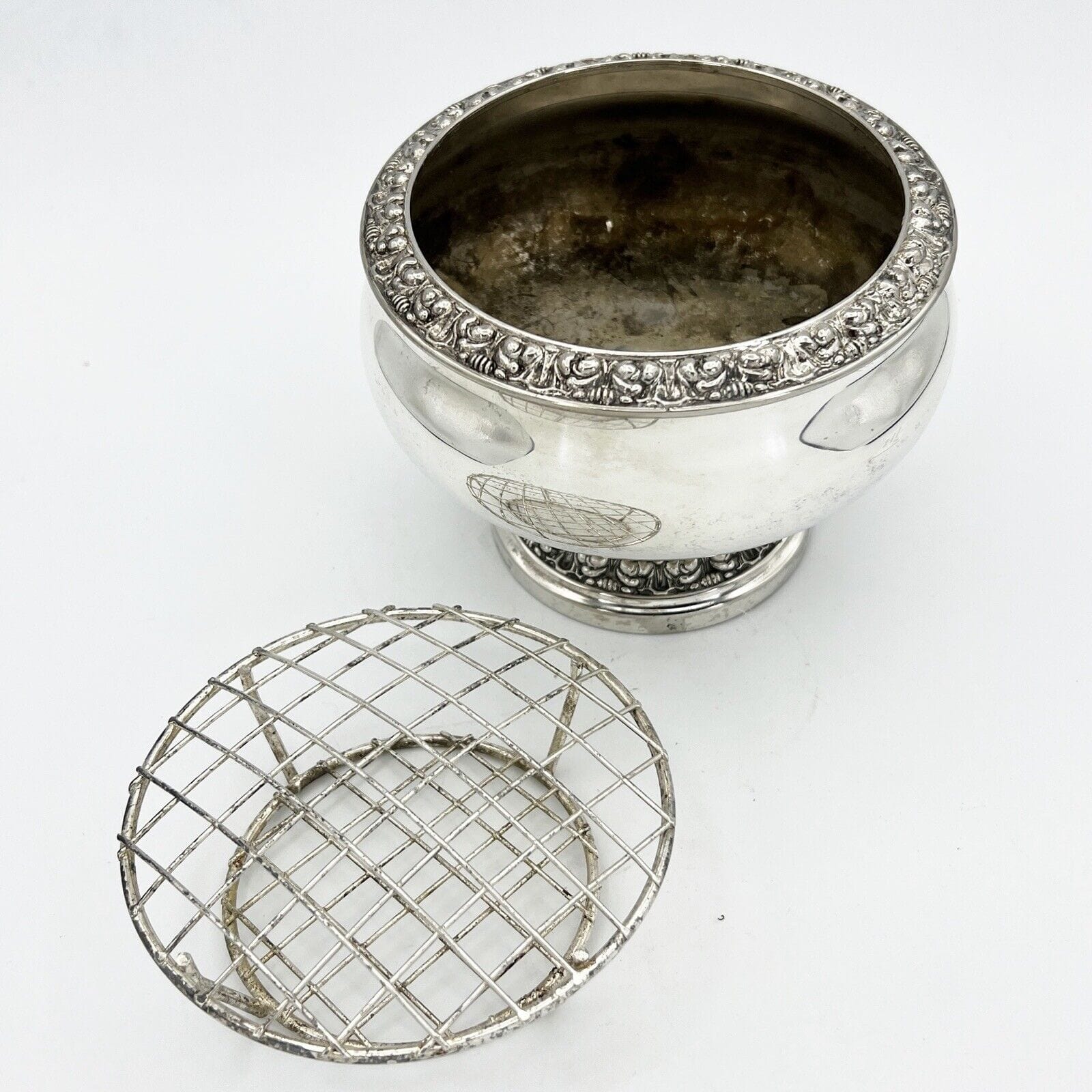 Vaso portafiori antico in argento sheffield silver plated ciotola fiori anni 40 Categoria  Sheffield & Argento