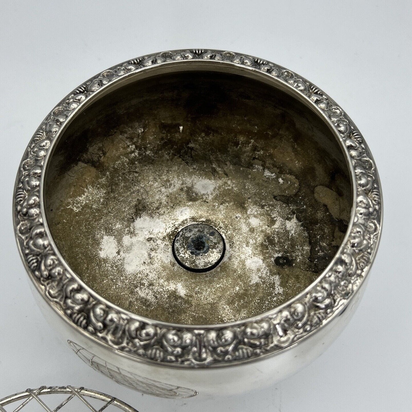 Vaso portafiori antico in argento sheffield silver plated ciotola fiori anni 40 Categoria Sheffield & Argento
