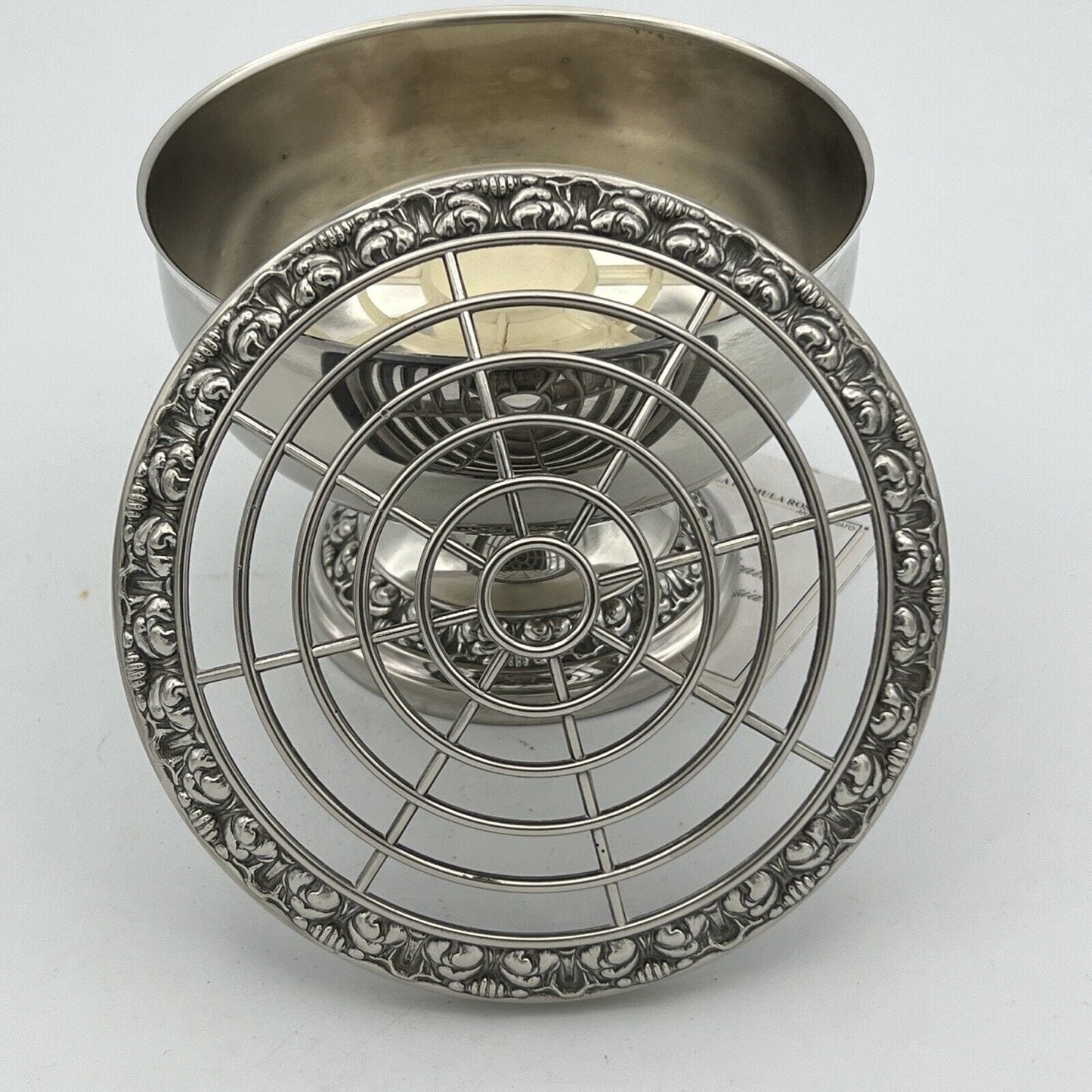 Vaso portafiori antico in argento sheffield silver plated ciotola fiori anni 40 Categoria Sheffield & Argento