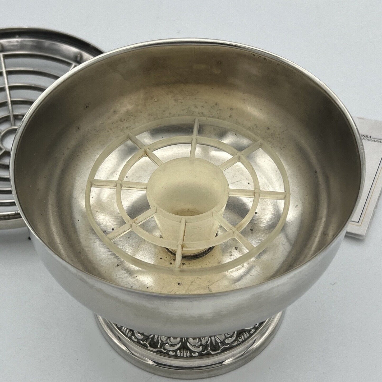 Vaso portafiori antico in argento sheffield silver plated ciotola fiori anni 40 Categoria Sheffield & Argento