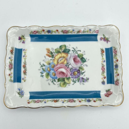 Vassoietto in porcellana stile antico Limoge piattino vintage con fiori oro Categoria Piatti Vassoio