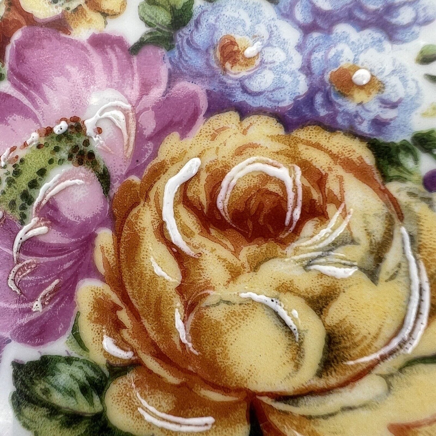 Vassoietto piatto vassoio vintage antico in porcellana Limoges e ottone fiori Categoria Piatti Vassoio