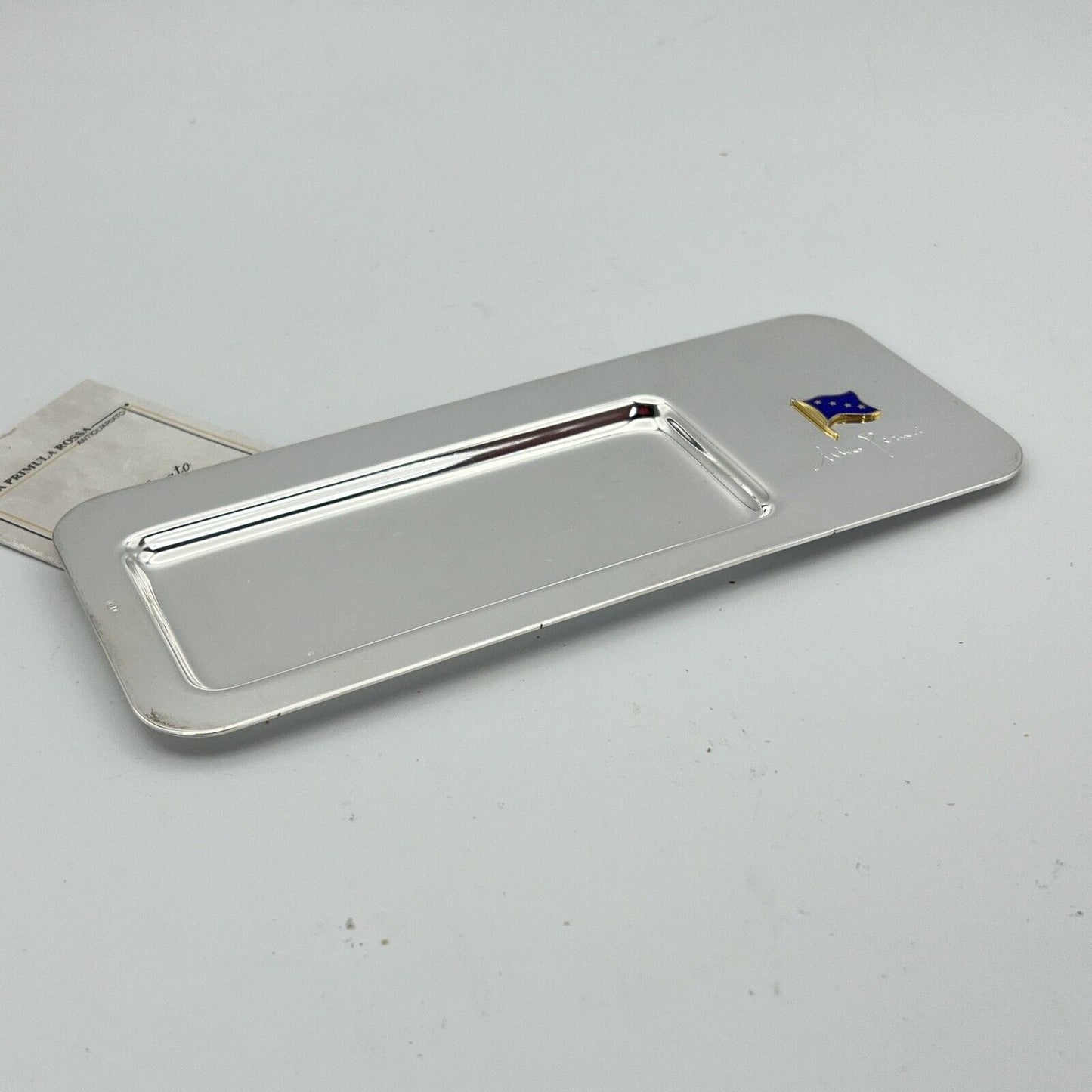 Vassoietto Svuotatasche in argento silver plated Marina Militare Ammiraglio Categoria Sheffield & Argento
