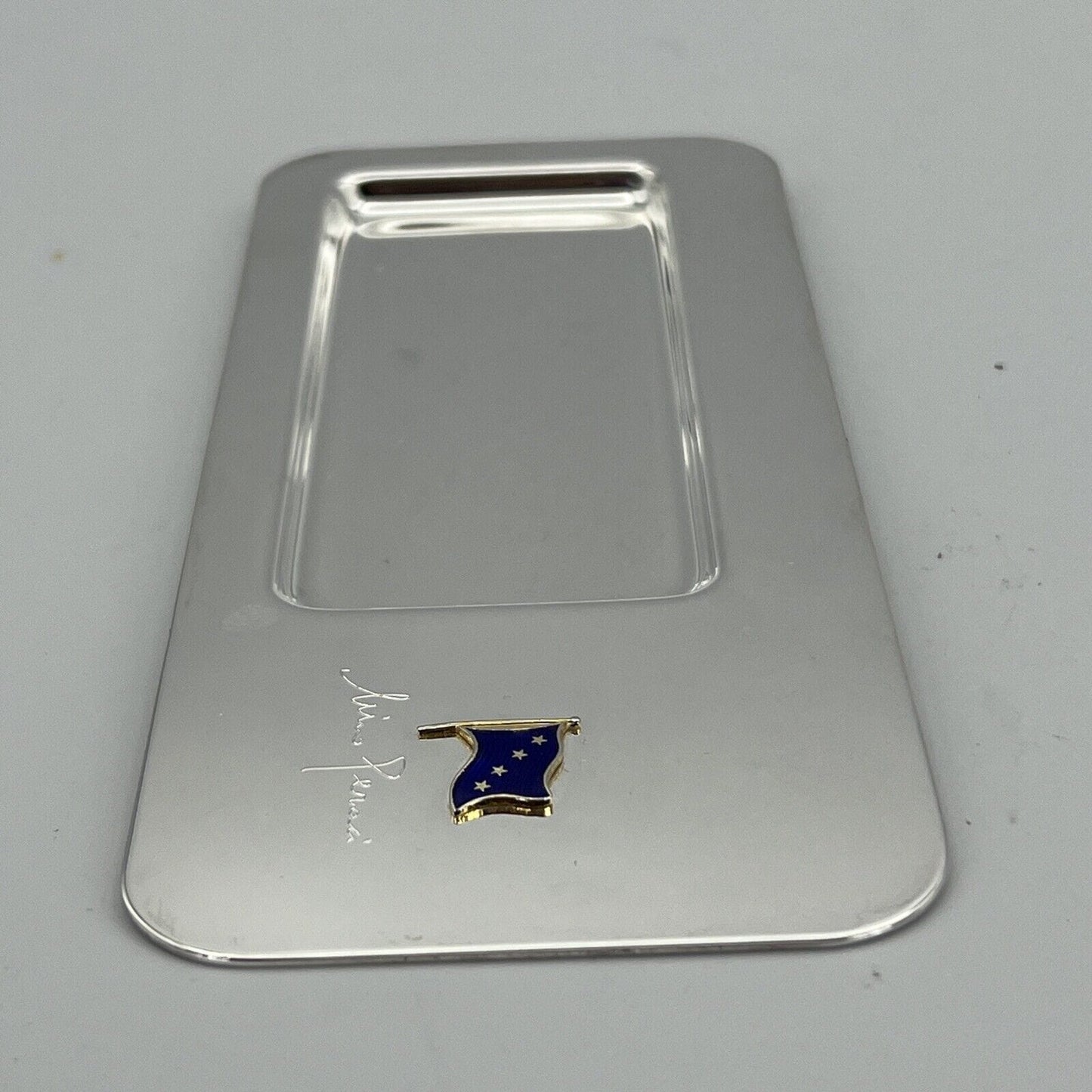 Vassoietto Svuotatasche in argento silver plated Marina Militare Ammiraglio Categoria Sheffield & Argento