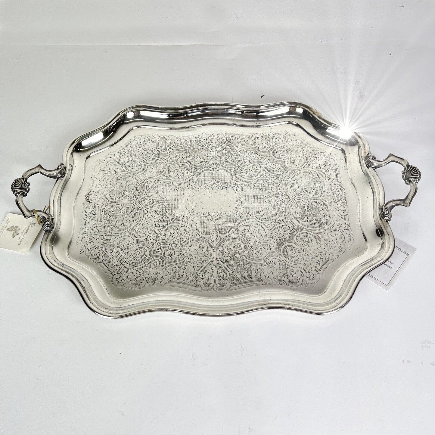 Vassoio in Argento Placcato sheffield antico silver plated con manici da tavola Categoria Sheffield & Argento