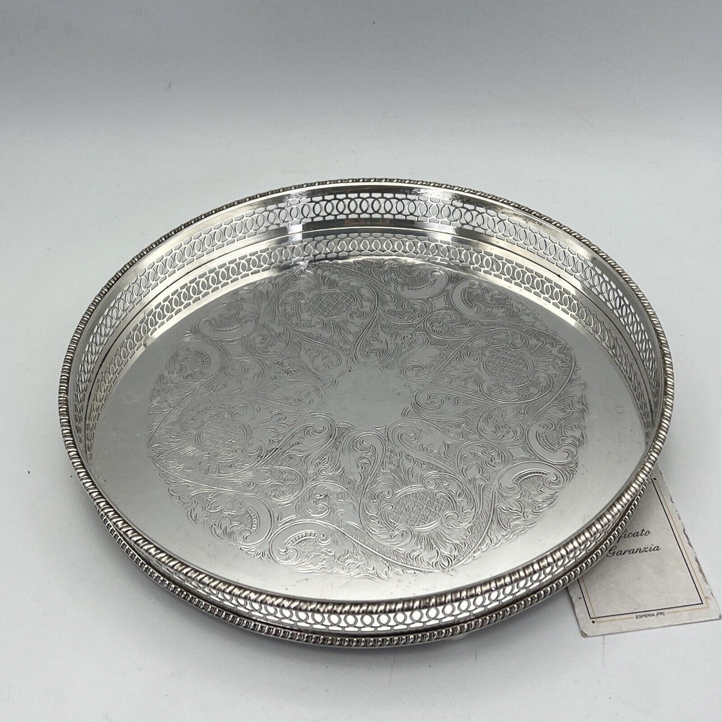 Vassoio in argento sheffield antico rotondo silver plated guantiera da tavola Categoria Sheffield & Argento