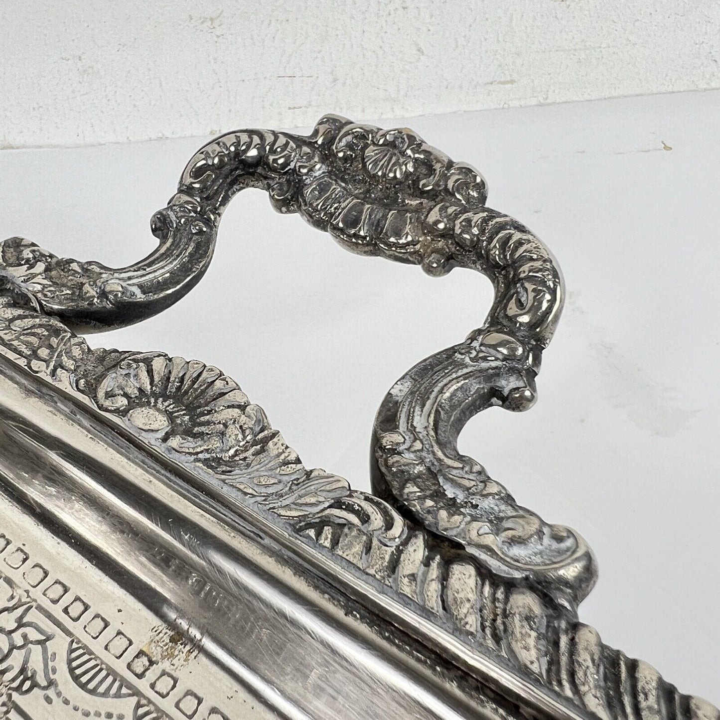 Vassoio in argento sheffield antico silver plated con manici da tavola stile 800 Categoria Sheffield & Argento