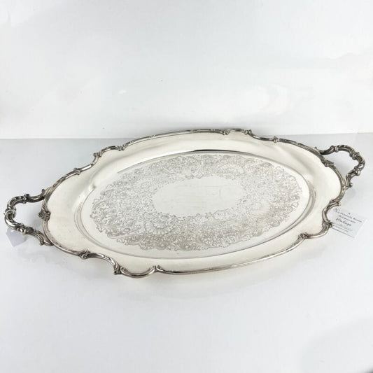 Vassoio in argento sheffield antico silver plated ovale grande piatto con manici Categoria  Sheffield & Argento