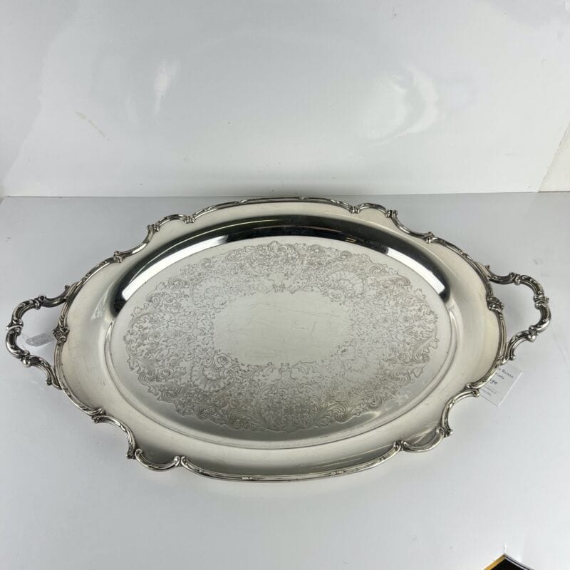 Vassoio in argento sheffield antico silver plated ovale grande piatto con manici Categoria Sheffield & Argento