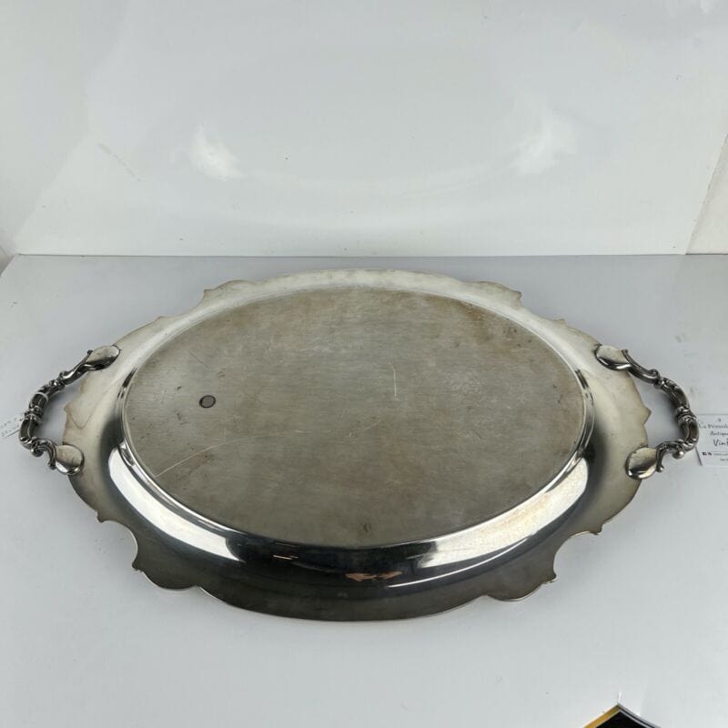 Vassoio in argento sheffield antico silver plated ovale grande piatto con manici Categoria Sheffield & Argento