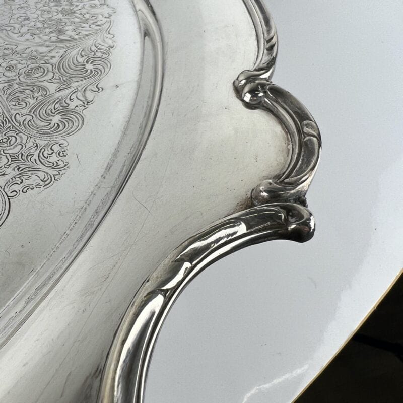 Vassoio in argento sheffield antico silver plated ovale grande piatto con manici Categoria Sheffield & Argento