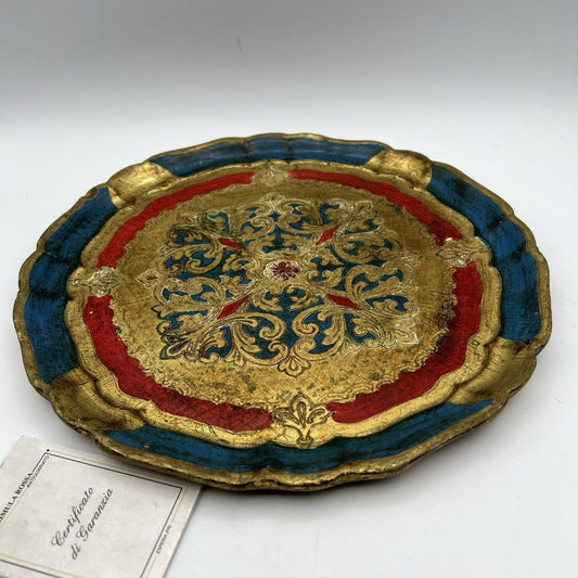 Vassoio in legno vintage stile Barocco Fiorentino guantiera piatto portata oro Categoria Vassoi