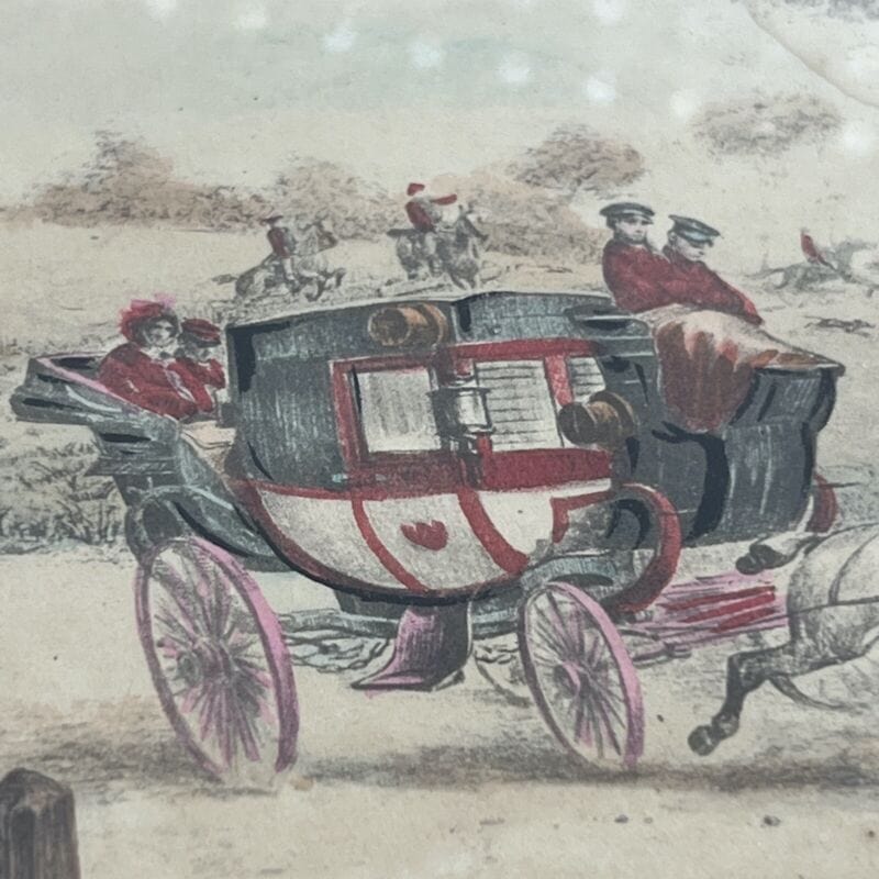 Vassoio metallo ottonato anni 70 con stampa antica carrozza guantiera vintage Categoria Vassoi
