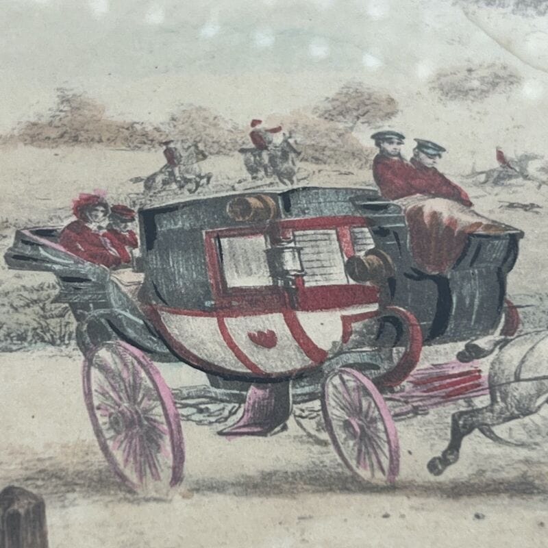 Vassoio metallo ottonato anni 70 con stampa antica carrozza guantiera vintage Categoria Vassoi
